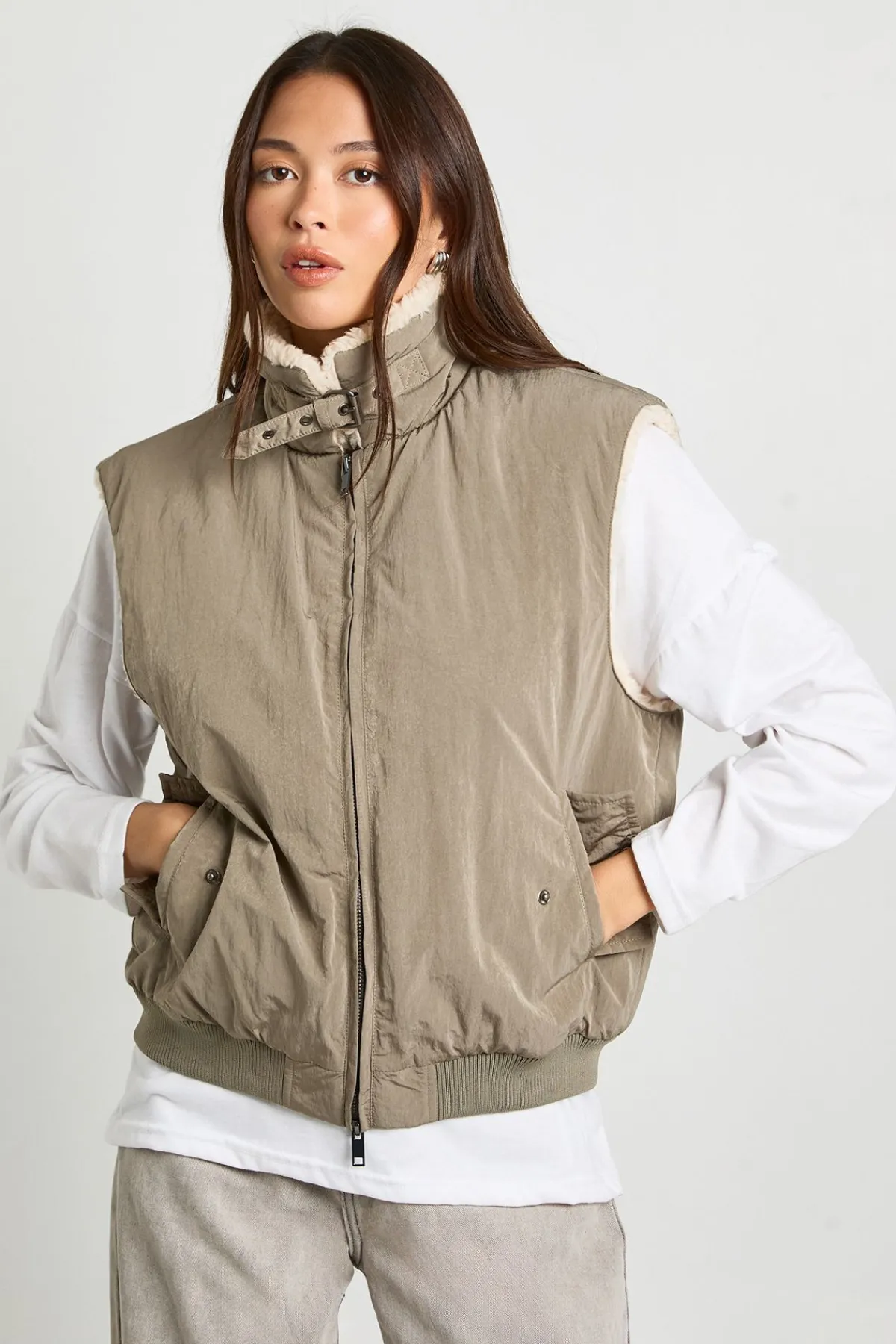 boohoo Gilet à doublure en synthétique<Femme Vestes & Manteaux