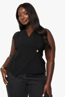boohoo Gilet à drapé avant avec bouton doré<Femme Tailleurs|Tops