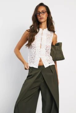 boohoo Gilet À Détail De Bordure En Dentelle<Femme Tailleurs|Satin Et Dentelle
