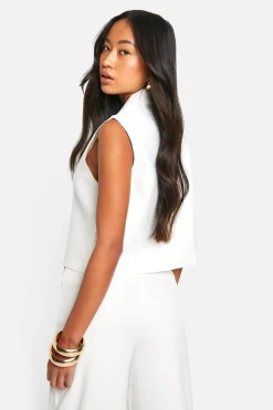 boohoo Gilet à détails de couture en tissu tissé texturé<Femme Tailleurs|Tops