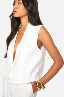 boohoo Gilet à détails de couture en tissu tissé texturé<Femme Tailleurs|Tops