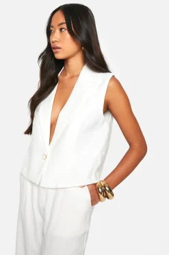 boohoo Gilet à détails de couture en tissu tissé texturé<Femme Tailleurs|Tops