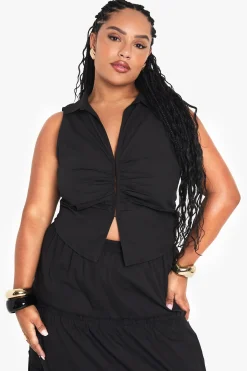 boohoo Gilet à détails plissés grande taille<Femme Tailleurs|Tops