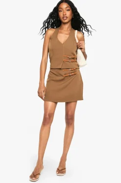 boohoo Gilet à encolure halter à détails de boucle<Femme Tailleurs|Tops