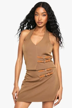 boohoo Gilet à encolure halter à détails de boucle<Femme Tailleurs|Tops