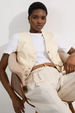 Gilet en denim à boutons traversants