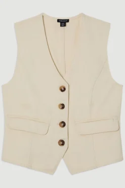 Gilet en denim à boutons traversants