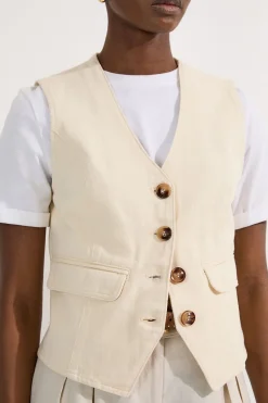 Gilet en denim à boutons traversants