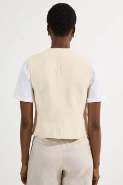 Gilet en denim à boutons traversants