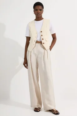 Gilet en denim à boutons traversants