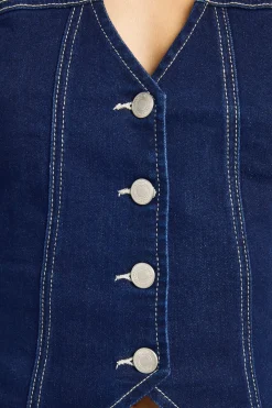 boohoo Gilet En Denim Stretch<Femme Tailleurs|Denim
