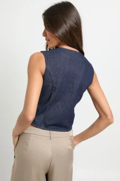 boohoo Gilet en jean<Femme Tailleurs|Denim
