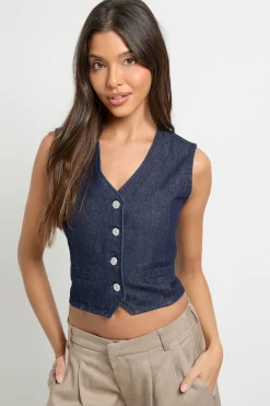 boohoo Gilet en jean<Femme Tailleurs|Denim