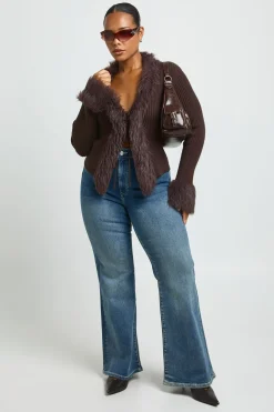 Gilet En Maille Avec Bordure En Synthétique Et Fermeture À Nouer