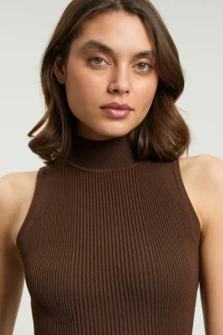 KarenMillen Gilet en maille côtelée en viscose mélangée<Femme Pulls Et Gilets|Toutes Les Mailles