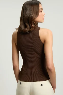 KarenMillen Gilet en maille côtelée en viscose mélangée<Femme Pulls Et Gilets|Toutes Les Mailles