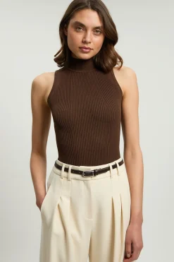 KarenMillen Gilet en maille côtelée en viscose mélangée<Femme Pulls Et Gilets|Toutes Les Mailles
