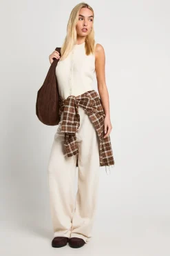 Gilet en maille côtelée extra-douce et pantalon à jambes larges coordonnés