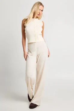 Gilet en maille côtelée extra-douce et pantalon à jambes larges coordonnés