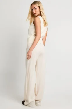 Gilet en maille côtelée extra-douce et pantalon à jambes larges coordonnés