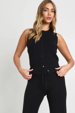 boohoo Gilet en maille côtelée ultra-douce et pantalon à jambes larges coordonné<Femme Pulls Et Gilets|Toutes Les Mailles