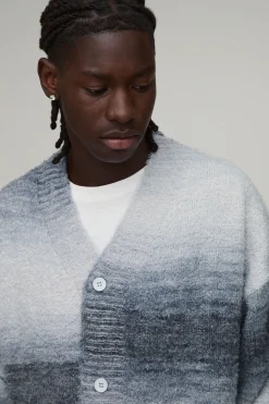 Gilet En Maille Duveteuse Décontracté Ample À Effet Ombré