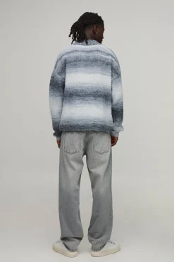 Gilet En Maille Duveteuse Décontracté Ample À Effet Ombré