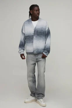 Gilet En Maille Duveteuse Décontracté Ample À Effet Ombré