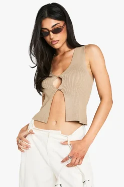 Gilet en maille à l'avant torsadé