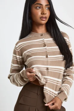 boohoo Gilet En Maille À Rayures Ultra Doux Col Rond<Femme Looks De Rentrée|Pulls Et Gilets