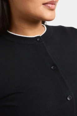 Gilet En Maille Super Douce Avec Col Contrasté Grande Taille