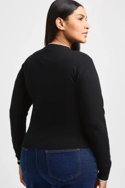 Gilet En Maille Super Douce Avec Col Contrasté Grande Taille