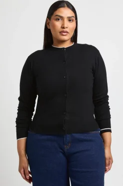 Gilet En Maille Super Douce Avec Col Contrasté Grande Taille