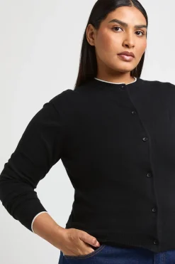 Gilet En Maille Super Douce Avec Col Contrasté Grande Taille