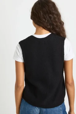 boohoo Gilet en maille torsadée à boutons toggle<Femme Pulls Et Gilets|Toutes Les Mailles