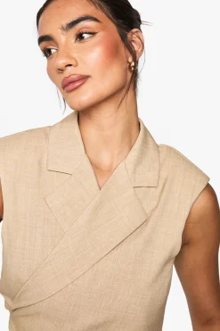boohoo Gilet en marl à épaulettes avec détail noué<Femme Tailleurs|Tops