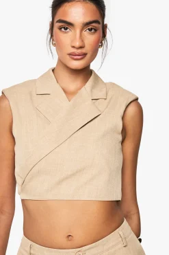 boohoo Gilet en marl à épaulettes avec détail noué<Femme Tailleurs|Tops
