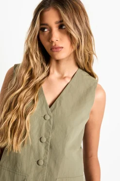 Gilet en nylon ajusté à boutons