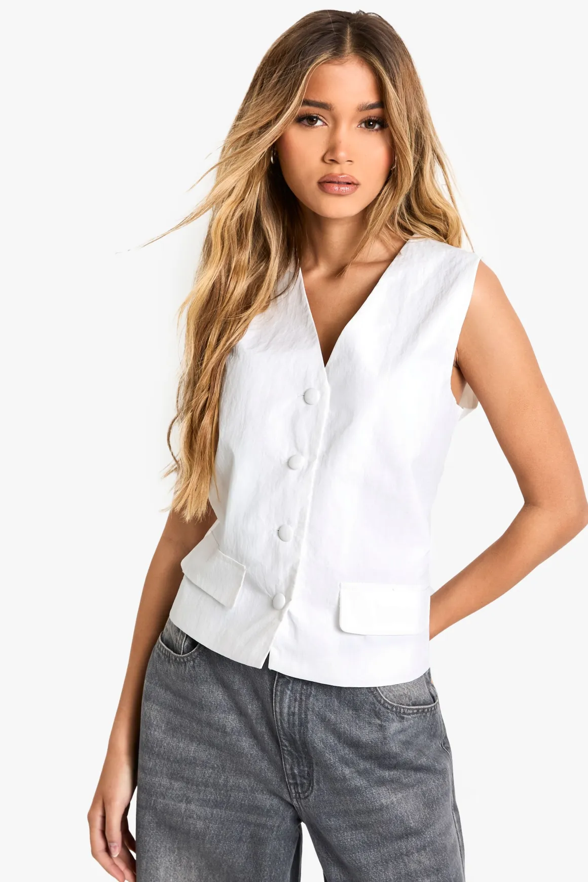 Gilet en nylon sur mesure à boutons