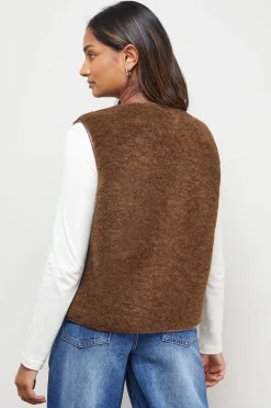 Oasis Gilet en synthétique avec Passepoil en synthétique<Femme Looks Chocolat|Manteaux Et Vestes D’Automne