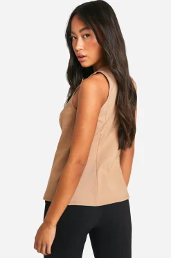 boohoo Gilet en tissu principal à boutons sur le devant<Femme Tailleurs|Tops