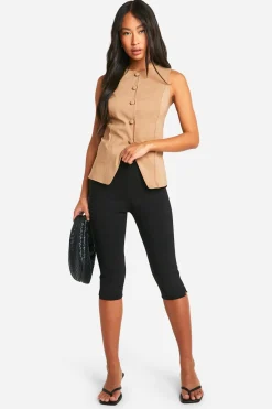 boohoo Gilet en tissu principal à boutons sur le devant<Femme Tailleurs|Tops