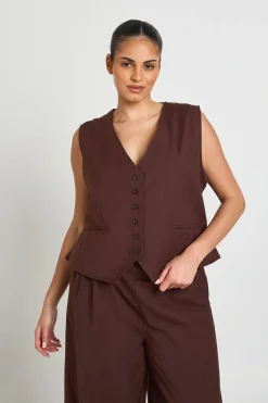 Gilet Grande Taille Aspect Lin