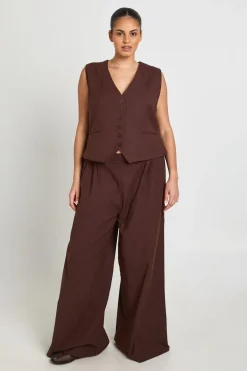 Gilet Grande Taille Aspect Lin