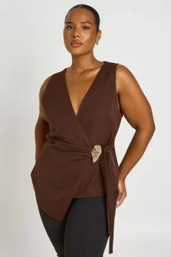Gilet Grande Taille Avec Détail De Garniture À La Taille