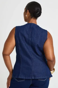 Gilet Grande Taille Boutonné Avec Boutons Effet Corne
