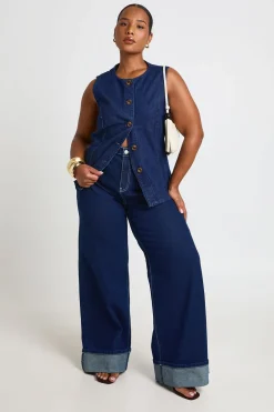 Gilet Grande Taille Boutonné Avec Boutons Effet Corne