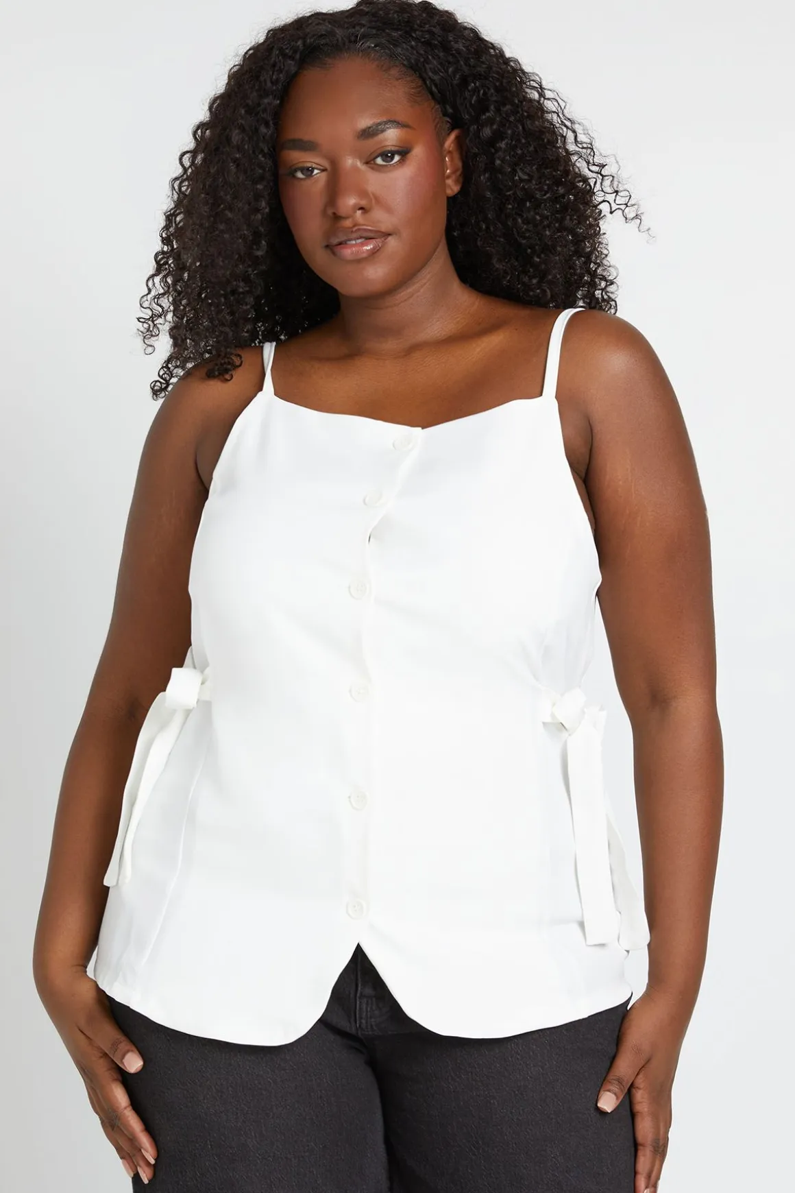 Gilet Grande Taille À Encolure Carrée Et Liens Latéraux