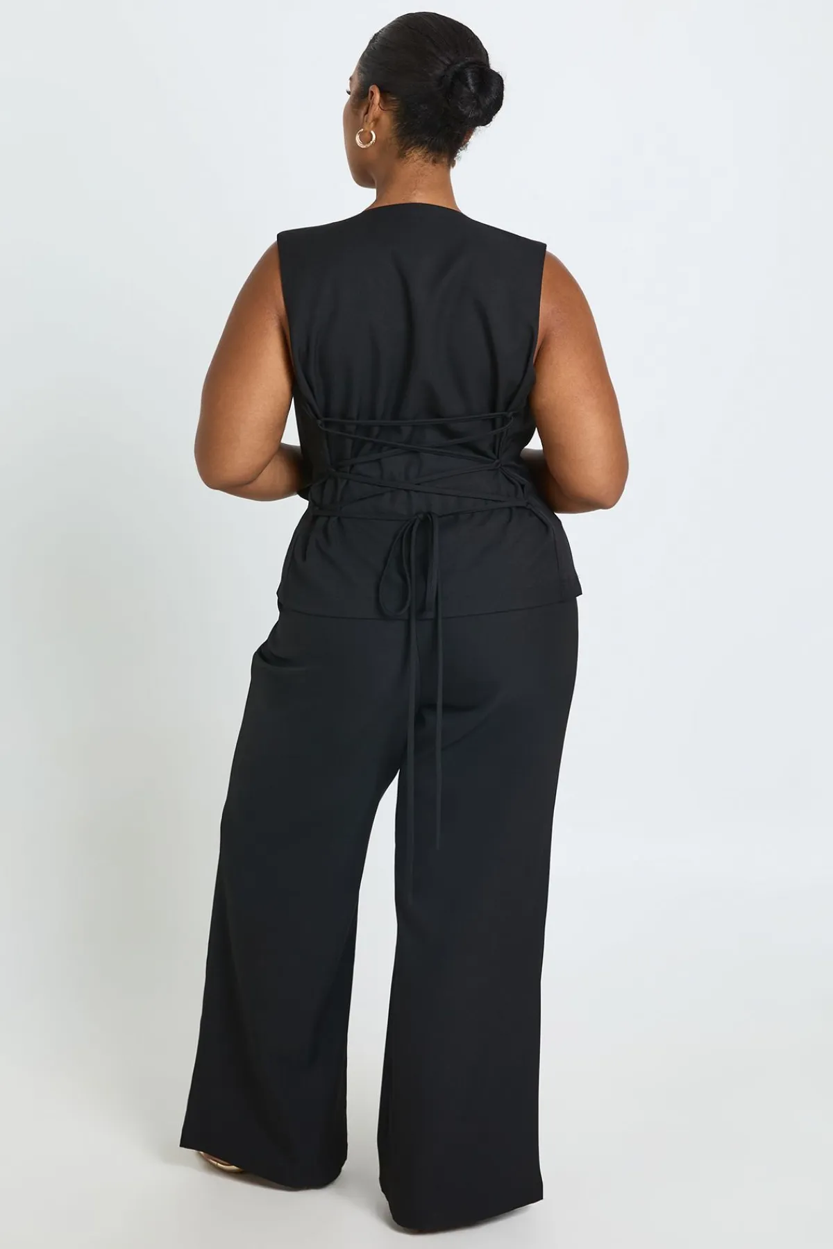 boohoo Gilet Grande Taille À Laçage Au Dos<Femme Tailleurs|Satin Et Dentelle