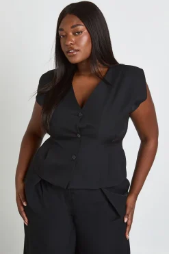 boohoo Gilet Grande Taille Sans Manches À Taille Cintrée<Femme Tailleurs|Tops